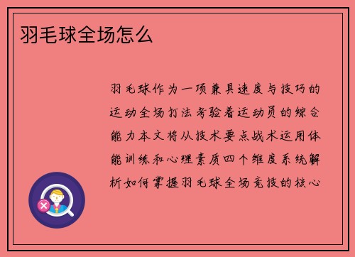 羽毛球全场怎么